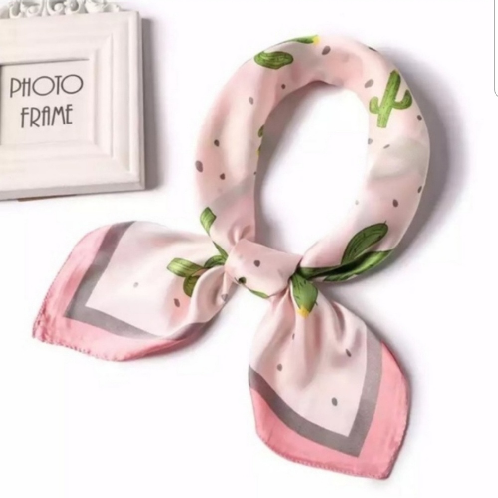Blush pink cactus print kerchief scarf/bandana